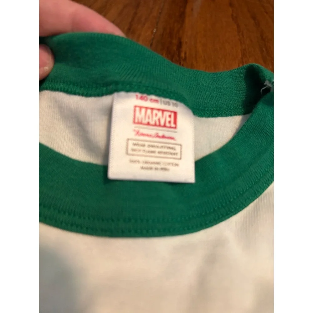 Marvel Hanna Andersson Pajamas‎ Holiday Groot Rocket Green Striped Set Kids 10